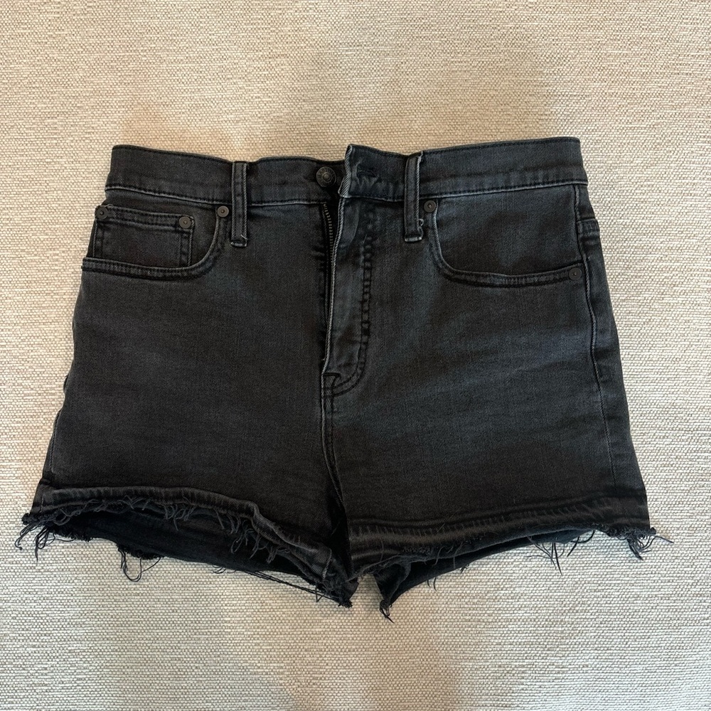 Madewell Black Jean Shorts with Frayed Hem